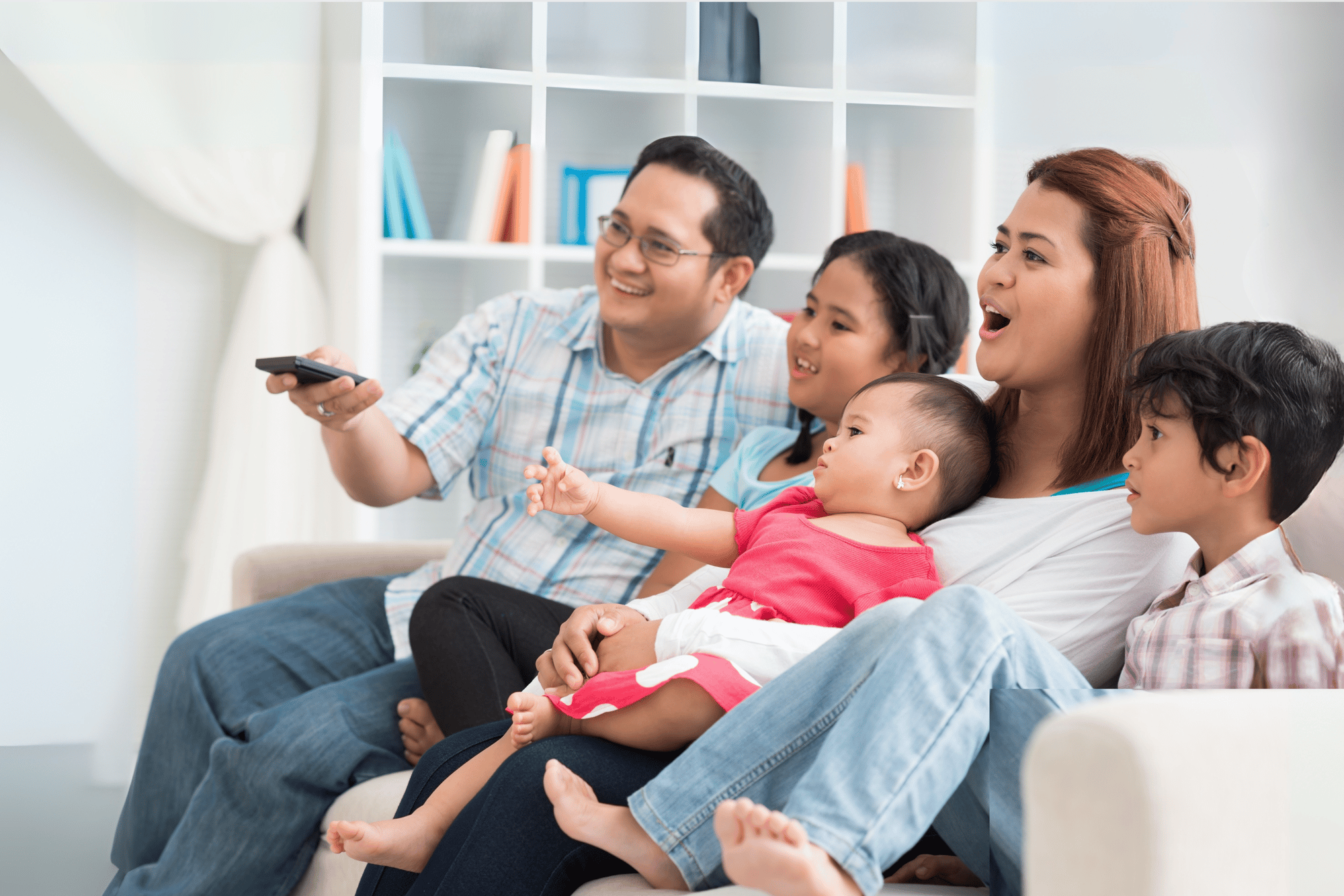 Family watching TV