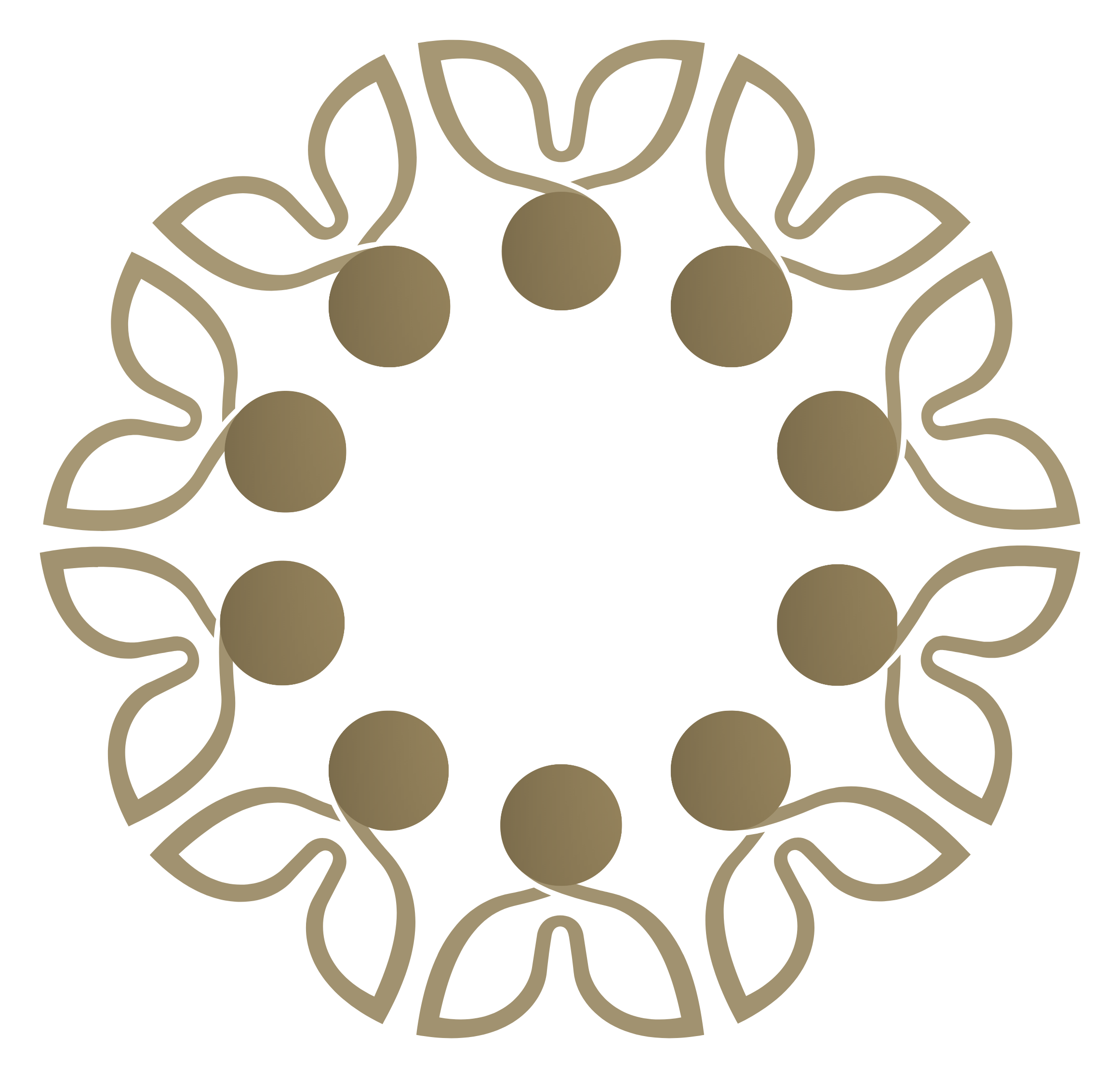 The HCFM mark with 10 dots highlighting each bead position